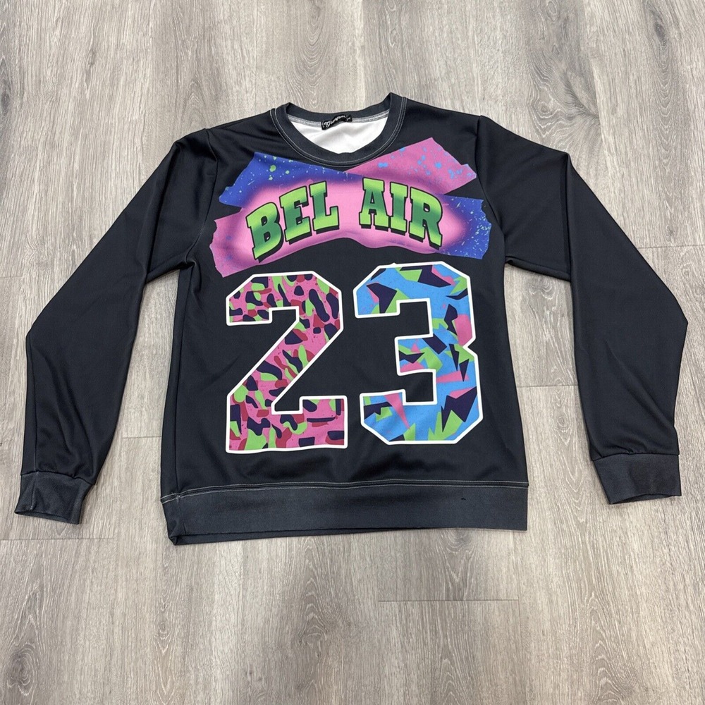 Bel Air 23 The Fresh Prince‎ Pullover Black Sweater Women's Size Medium Stretch